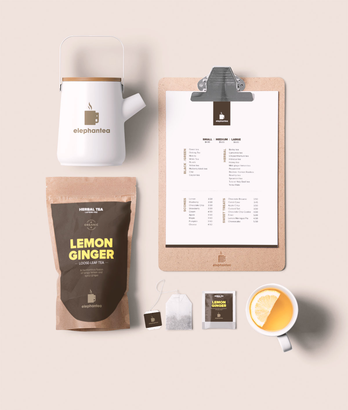 Tea products branding identity