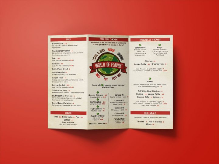 PortuCal Tri-Fold Restaurant Menu Design